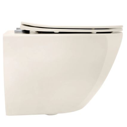 REA-C5500 - Vas WC suspendat cu capac CARLO MINI TORNADO RIMLESS, ceramică/crem