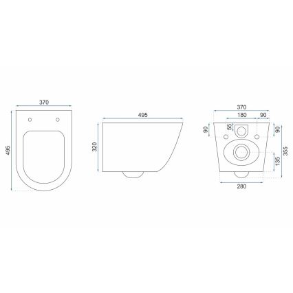 REA-C5500 - Vas WC suspendat cu capac CARLO MINI TORNADO RIMLESS, ceramică/crem