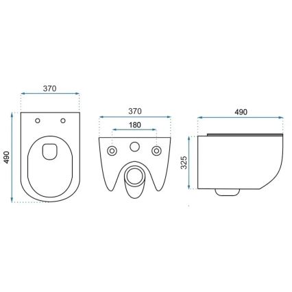 REA-C6390 - Vas WC suspendat cu capac CARTER TORNADO RIMLESS, ceramică/imitație de piatră