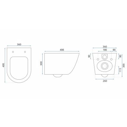 REA-C6800 - WC suspendat TITO TORNADO RIMLESS cu capac, din ceramică, alb