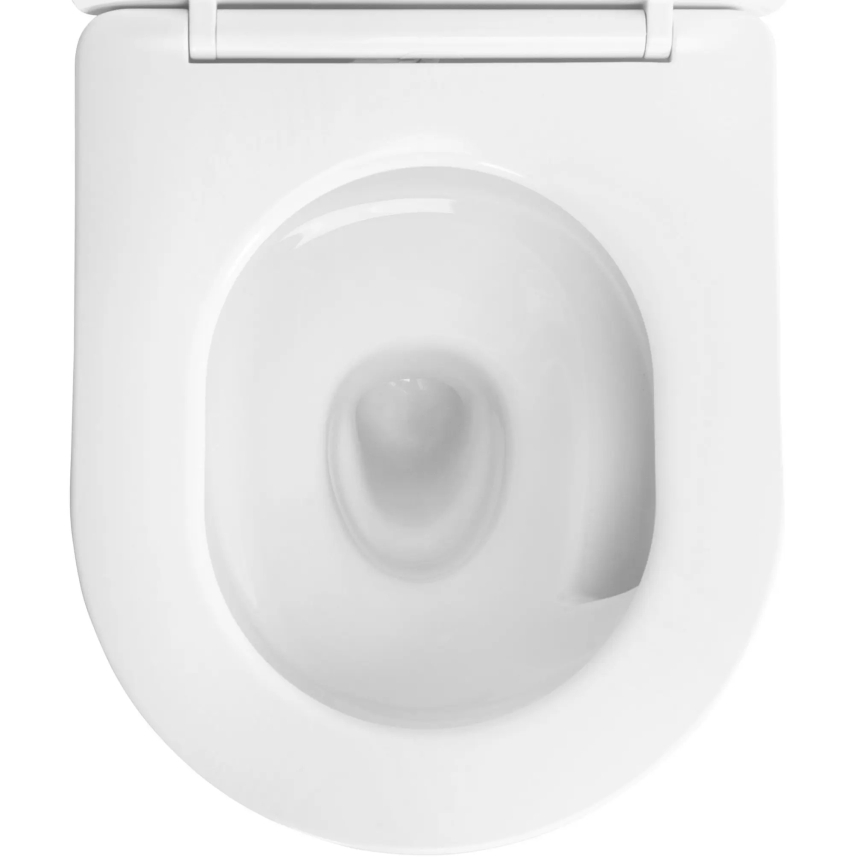 REA-C6806 - Vas WC suspendat CARLO MINI TORNADO Rimless cu capac, ceramică/alb/auriu