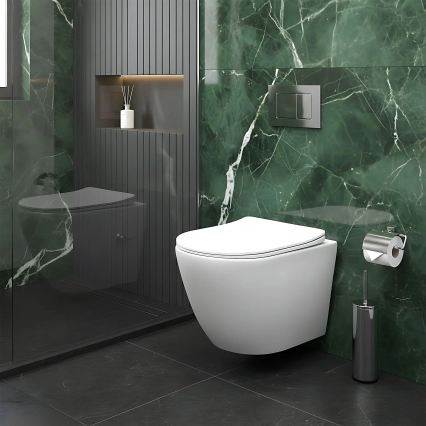 REA-C9701 - Vas WC suspendat CARLO LUX, ceramică/albă, cu duș bideu și capac WC
