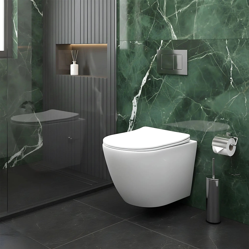 REA-C9701 - Vas WC suspendat CARLO LUX, ceramică/albă, cu duș bideu și capac WC