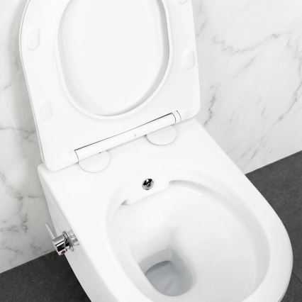 REA-C9701 - Vas WC suspendat CARLO LUX, ceramică/albă, cu duș bideu și capac WC