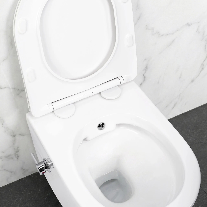 REA-C9701 - Vas WC suspendat CARLO LUX, ceramică/albă, cu duș bideu și capac WC