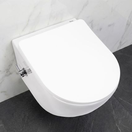 REA-C9701 - Vas WC suspendat CARLO LUX, ceramică/albă, cu duș bideu și capac WC