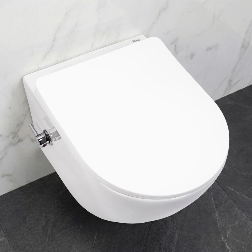 REA-C9701 - Vas WC suspendat CARLO LUX, ceramică/albă, cu duș bideu și capac WC