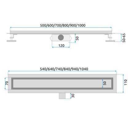 REA-G2562 - Rigolă de scurgere NEOX 70 cm, oțel inoxidabil/auriu