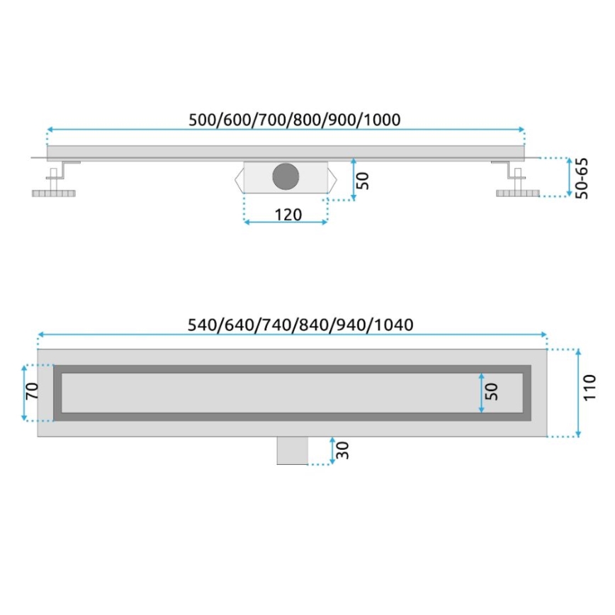 REA-G2562 - Rigolă de scurgere NEOX 70 cm, oțel inoxidabil/auriu