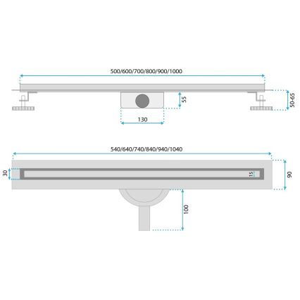 REA-G2710 - Rigolă de scurgere NEOX SLIM 80 cm oțel inoxidabil/negru