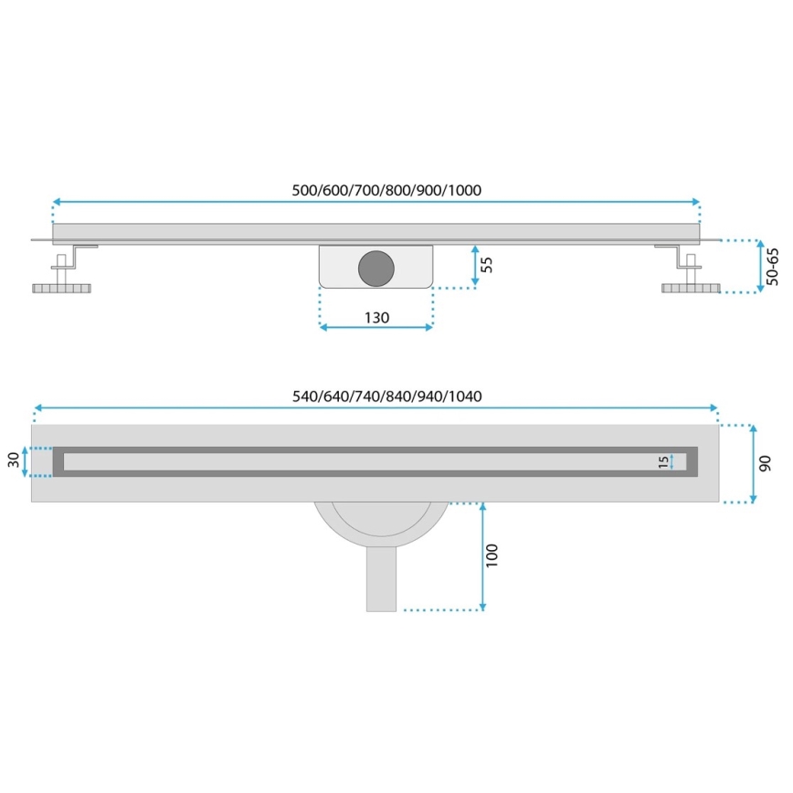 REA-G2714 - Canal de scurgere NEOX SLIM 70 cm, oțel inoxidabil – finisaj auriu periat