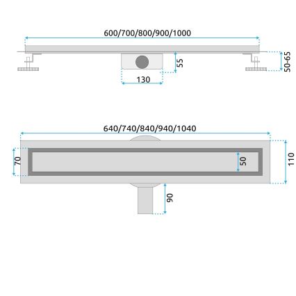 REA-G2743 - Rigolă de scurgere NEOX PRO 60 cm, finisaj auriu