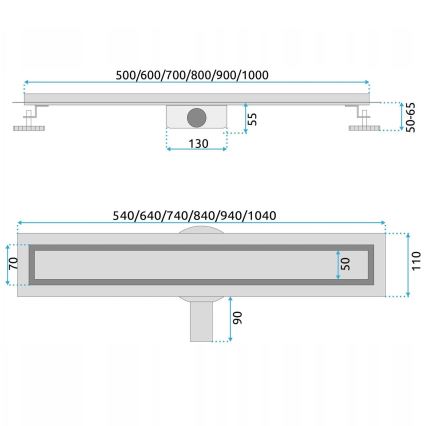 REA-G5806 - Rigolă de scurgere NEOX PRO 50 cm, finisaj nichel