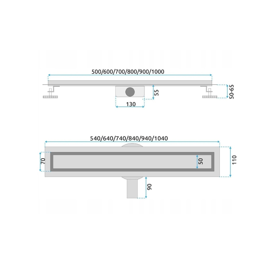 REA-G5808 - Canal de scurgere NEOX PRO 70 cm din oțel inoxidabil