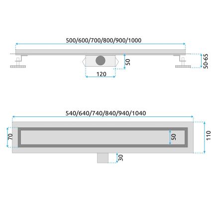 REA-G6600 - Rigolă de scurgere PURE NEOX 50 cm negru mat