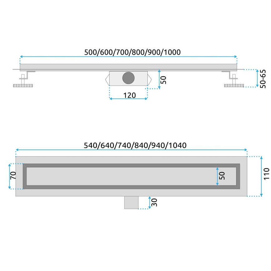 REA-G6600 - Rigolă de scurgere PURE NEOX 50 cm negru mat