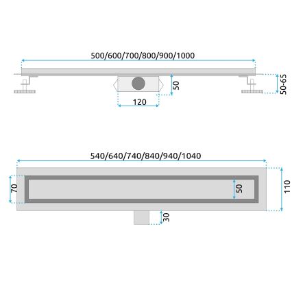 REA-G6605 - Canal de scurgere PURE NEOX, 100 cm, negru mat