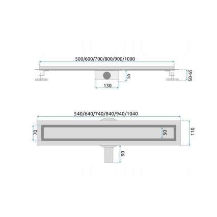REA-G7802 - Rigolă de scurgere NEOX PRO 70 cm, oțel inoxidabil/negru