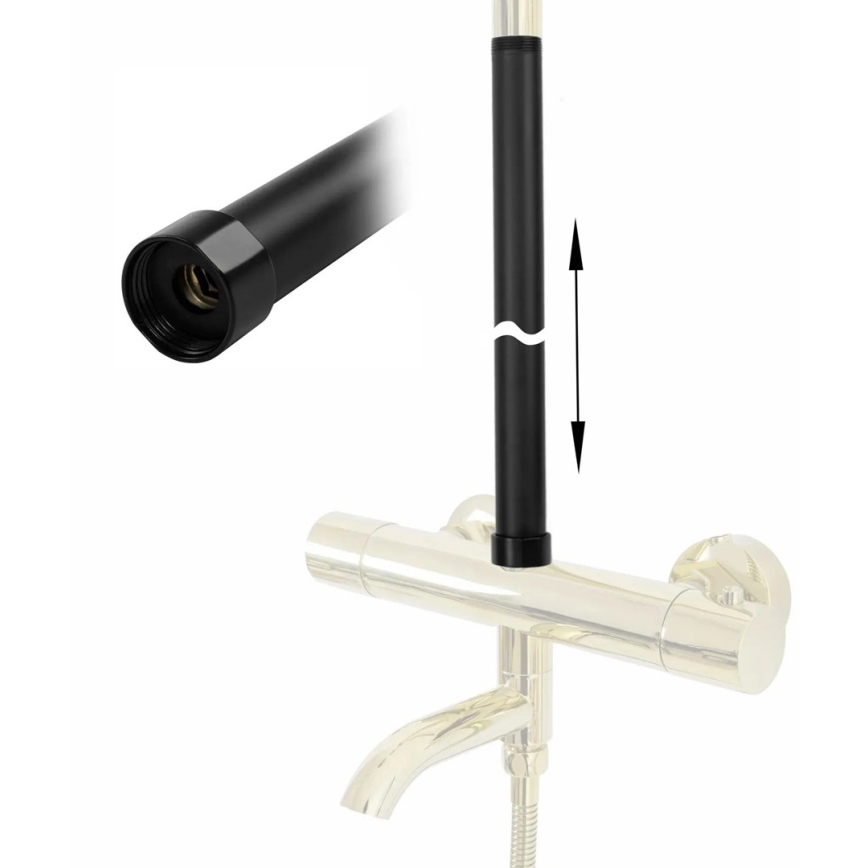 REA-K0880 - Bară de extensie pentru set duș/cadă, 51,5 cm, negru mat