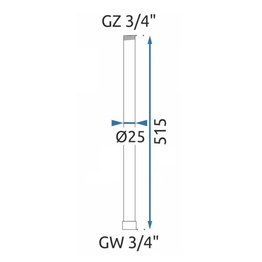 REA-K0880 - Bară de extensie pentru set duș/cadă, 51,5 cm, negru mat