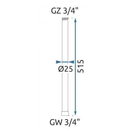 REA-K0881 - Bară de prelungire pentru set de duș/cadă, 51,5 cm, crom lucios