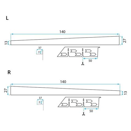 REA-K3218 - Profil de pantă 140 cm, negru