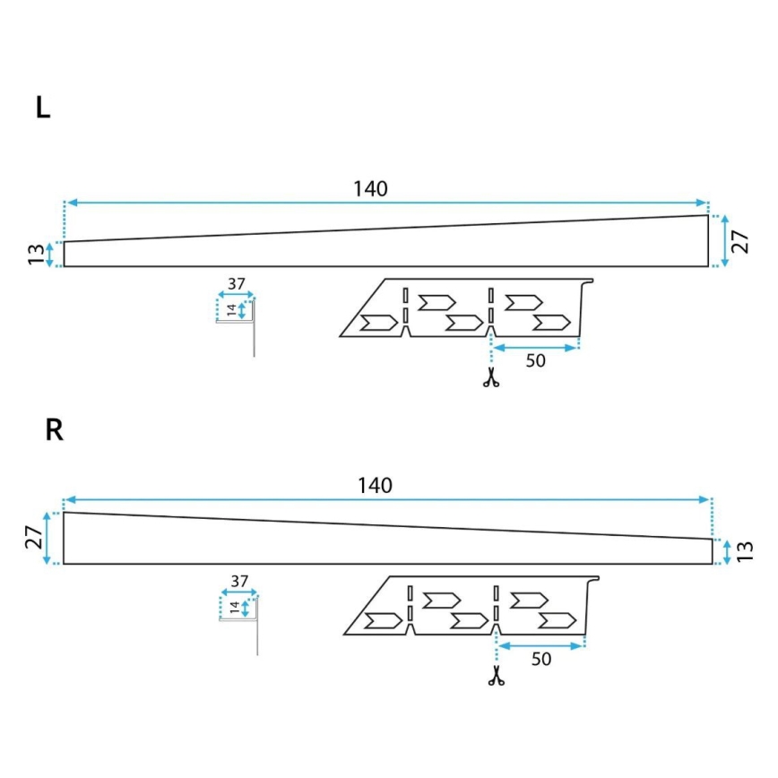 REA-K3218 - Profil de pantă 140 cm, negru