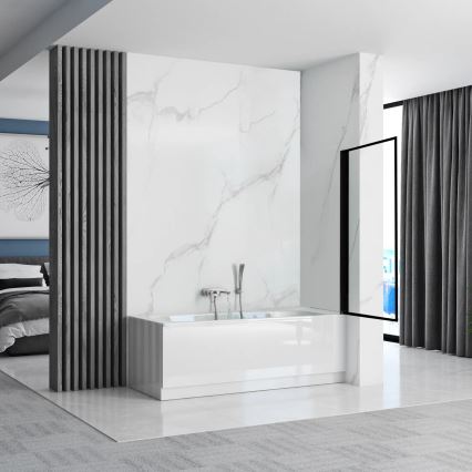 REA-K7632 - Paravan mobil pentru cadă LAGOS 140x70 cm negru/transparent