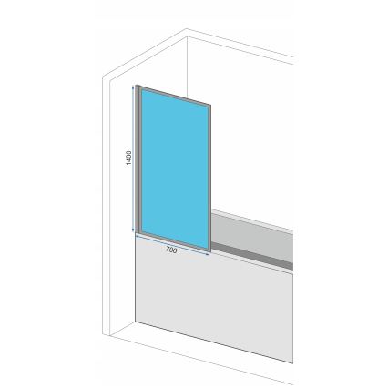 REA-K7632 - Paravan mobil pentru cadă LAGOS 140x70 cm negru/transparent