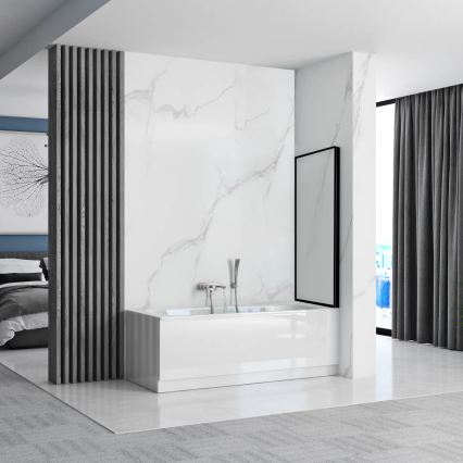REA-K7633 - Paravan mobil pentru cadă LAGOS 140x80 cm negru/transparent