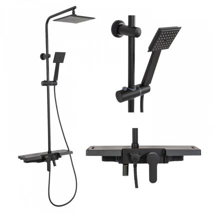 REA-P0636 - Set de duș BRAVO cu baterie, negru mat