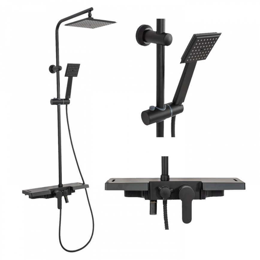 REA-P0636 - Set de duș BRAVO, negru mat