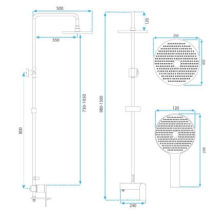 REA-P2400 - Set de duș AVALON cu baterie, finisaj auriu periat