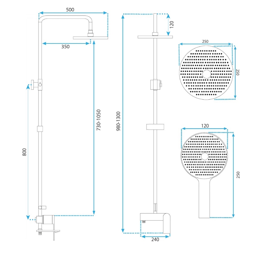 REA-P2418 - Set de duș cu baterie AVALON, cupru periat