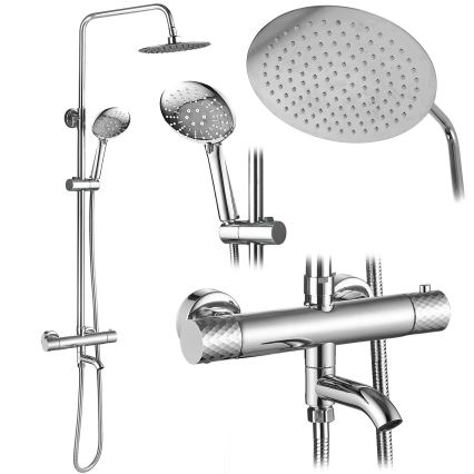 REA-P5961 - Set de duș LUNGO DIAMOND cu baterie termostatică, crom lucios