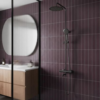 REA-P6386 - Set de duș cu baterie termostatică LUNGO titan