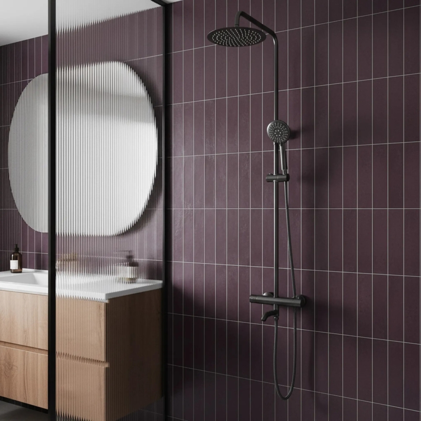 REA-P6386 - Set de duș cu baterie termostatică LUNGO titan
