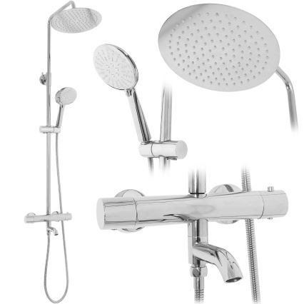 REA-P6607 - Set de duș LUNGO cu baterie termostatică, crom lucios