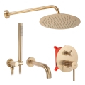 REA-P6609 - Set de duș cu baterie încastrată LUNGO, finisaj auriu periat