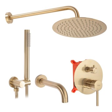 REA-P6609 - Set de duș cu baterie încastrată LUNGO, finisaj auriu periat