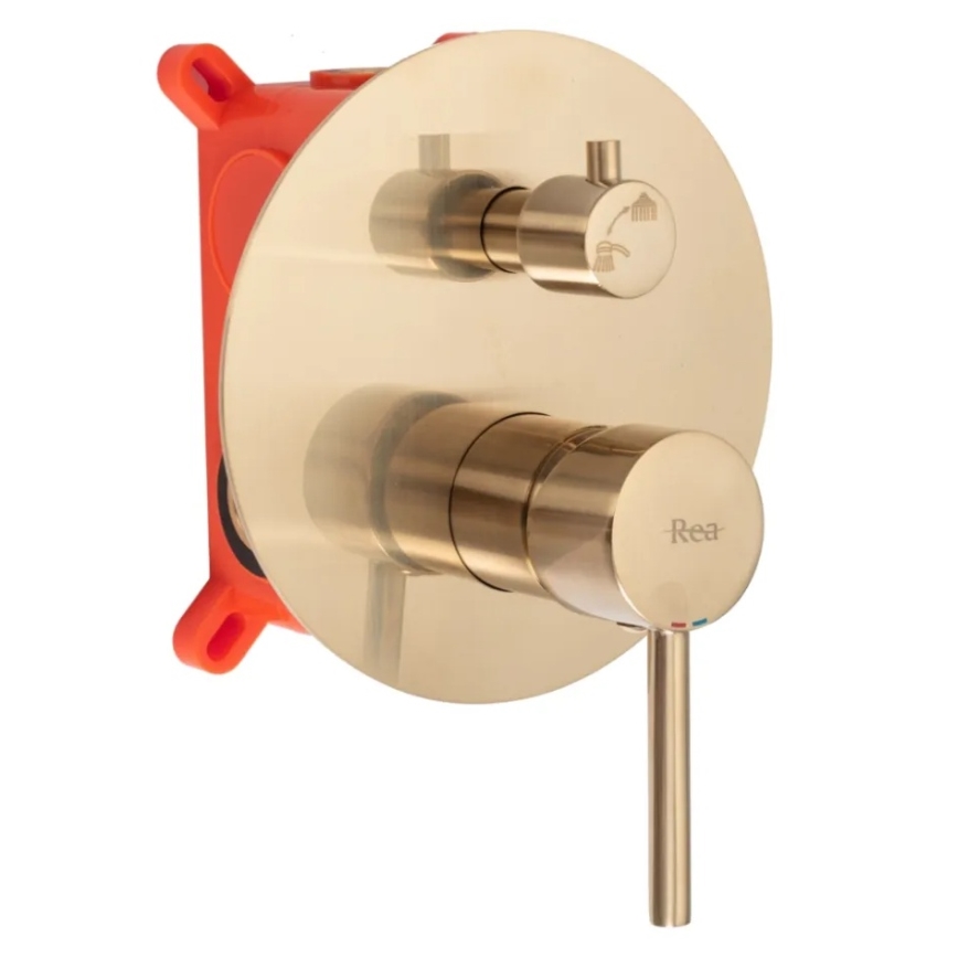 REA-P6609 - Set de duș cu baterie încastrată LUNGO, finisaj auriu periat