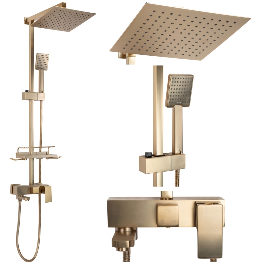 REA-P7050 - Set de duș JACK cu baterie, finisaj auriu periat