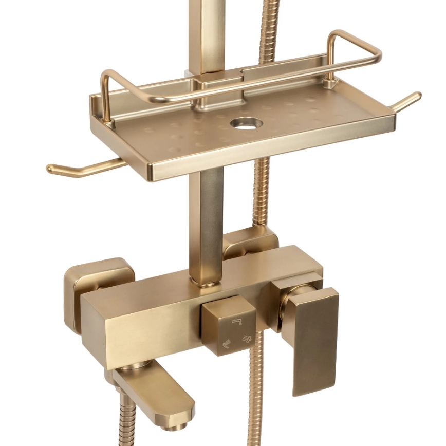 REA-P7050 - Set de duș JACK cu baterie, finisaj auriu periat