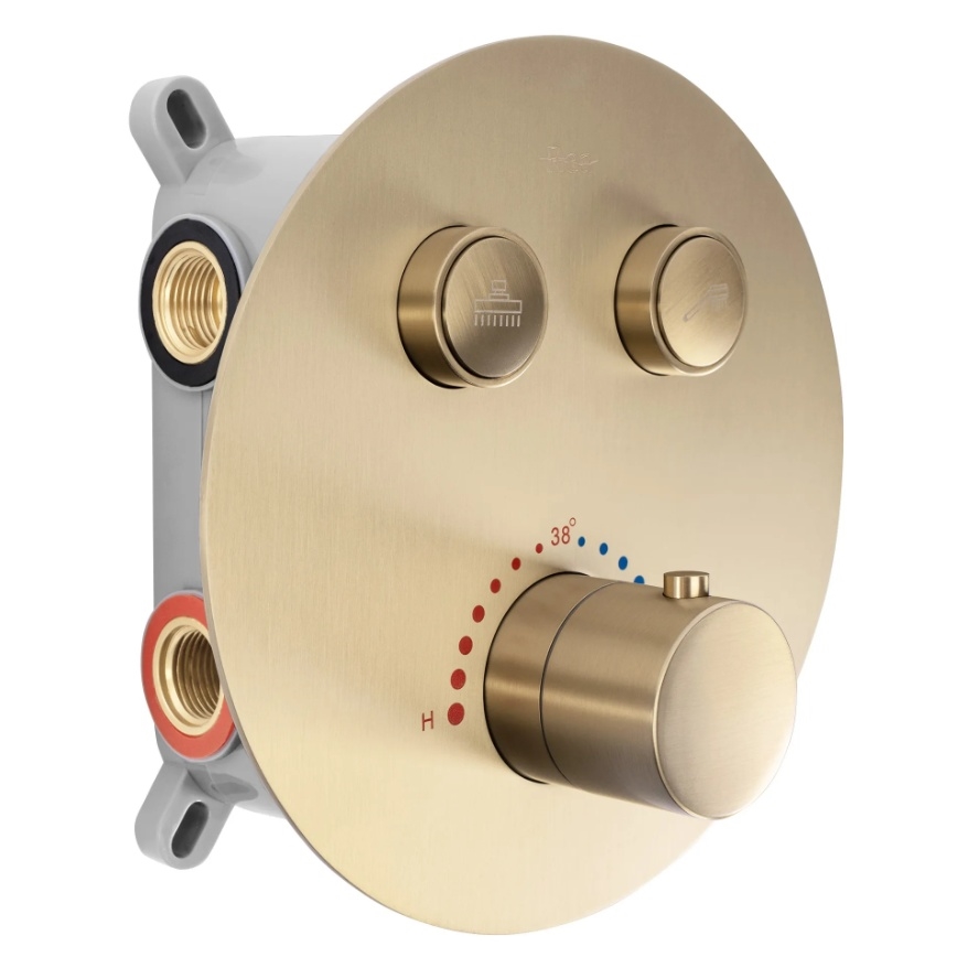 REA-P8551 - Set de duș LUNGO cu baterie termostatică încastrată, finisaj auriu periat