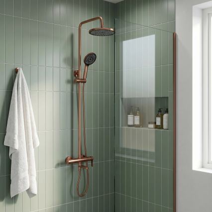 REA-P8715 - Set de duș cu baterie ARCOS, cupru periat