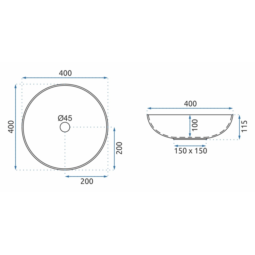 REA-U0267 - Lavoar pentru blat ARTE Ø 40 cm, ceramică, model ornamental