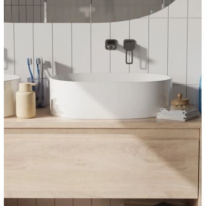 REA-U0600 - Lavoar pentru blat ALMA 36x57 cm ceramică/alb lucios