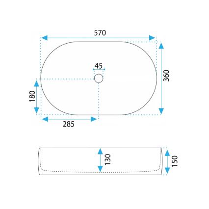 REA-U0600 - Lavoar pentru blat ALMA 36x57 cm ceramică/alb lucios