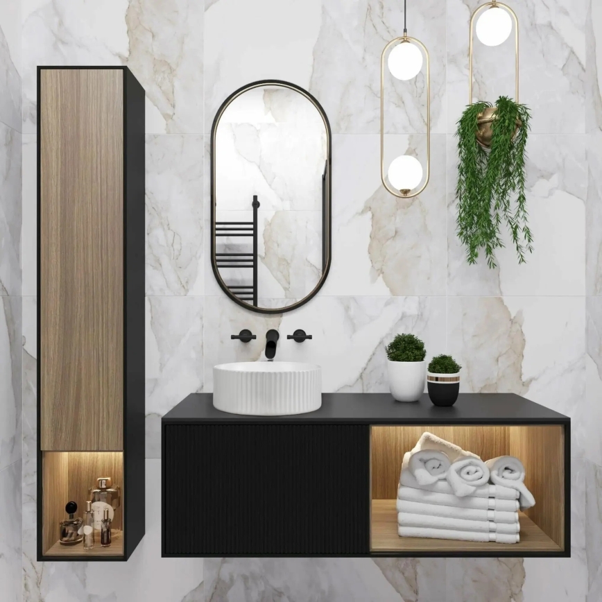 REA-U0601 - Lavoar pentru blat DELIA, 36 cm, alb lucios/imitație de piatră