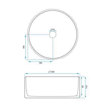 REA-U0601 - Lavoar pentru blat DELIA, 36 cm, alb lucios/imitație de piatră